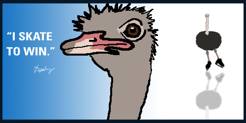 ostrich on ice